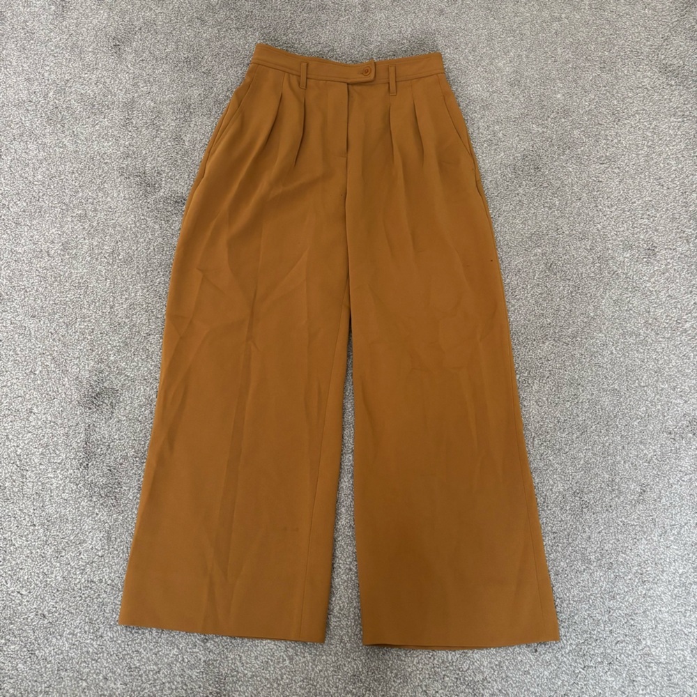 Babaton Wide Leg High-Waist Pants in Camel Cropped
